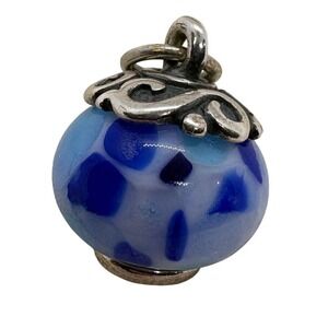 James Avery Retired Gentle Wave Blue Glass Finial Charm Sterling Silver Rare